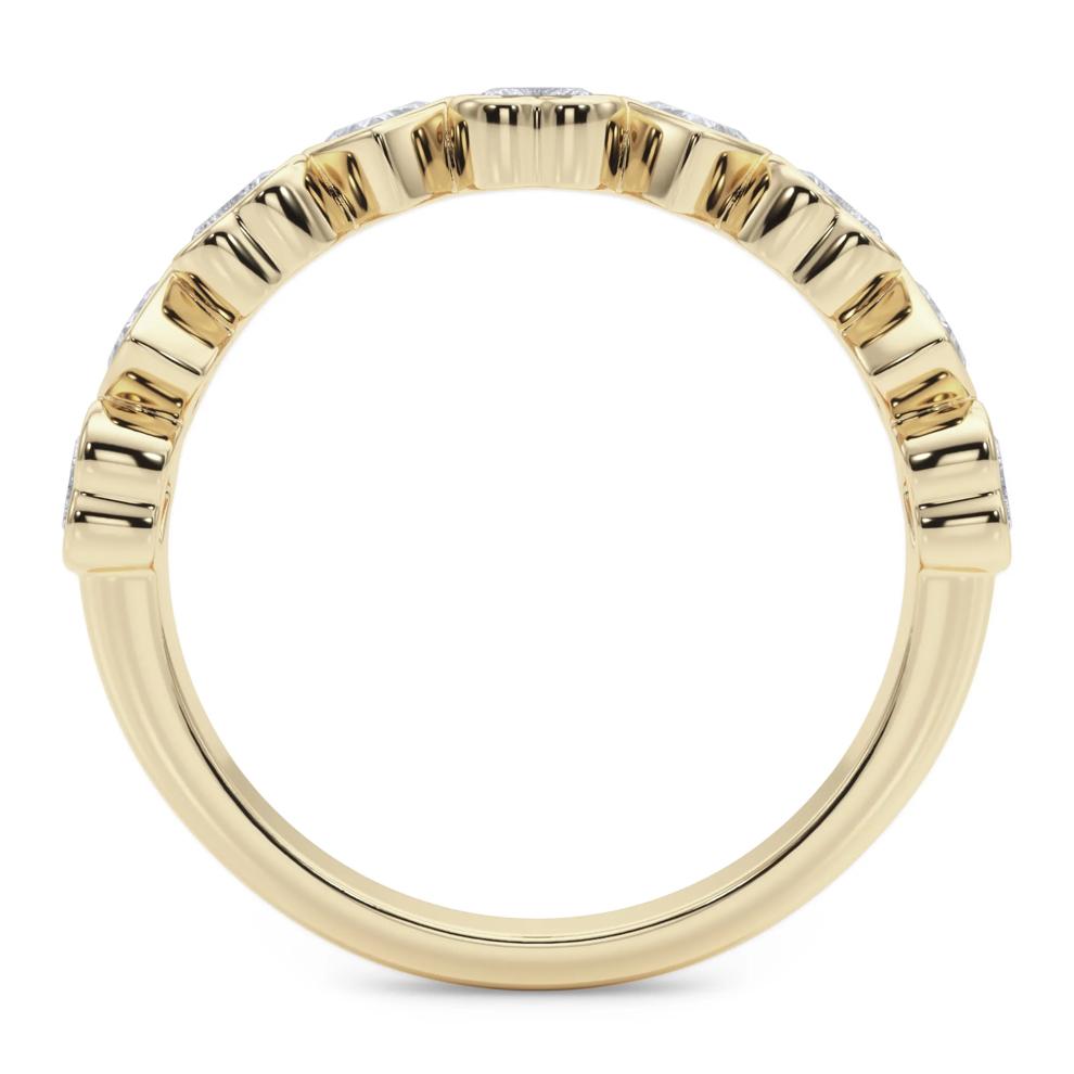 Lab Grown Diamond Heart Bezel Half Eternity Band in 14K Yellow Gold (1 ct. tw.) – Image 2 of 5