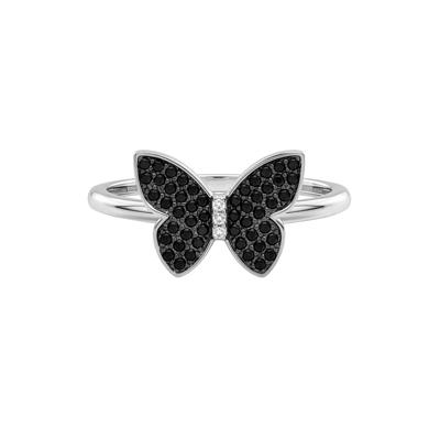 Black & White Diamond Butterfly Ring in 10K White Gold (1/5 ct. tw.)