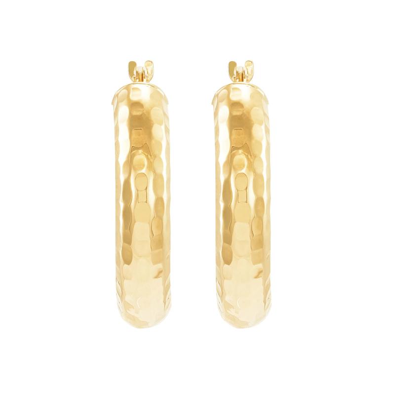 Diamond-Cut Hoop Earrings in 14K Yellow Gold, 17x21MM – Image 2 of 2