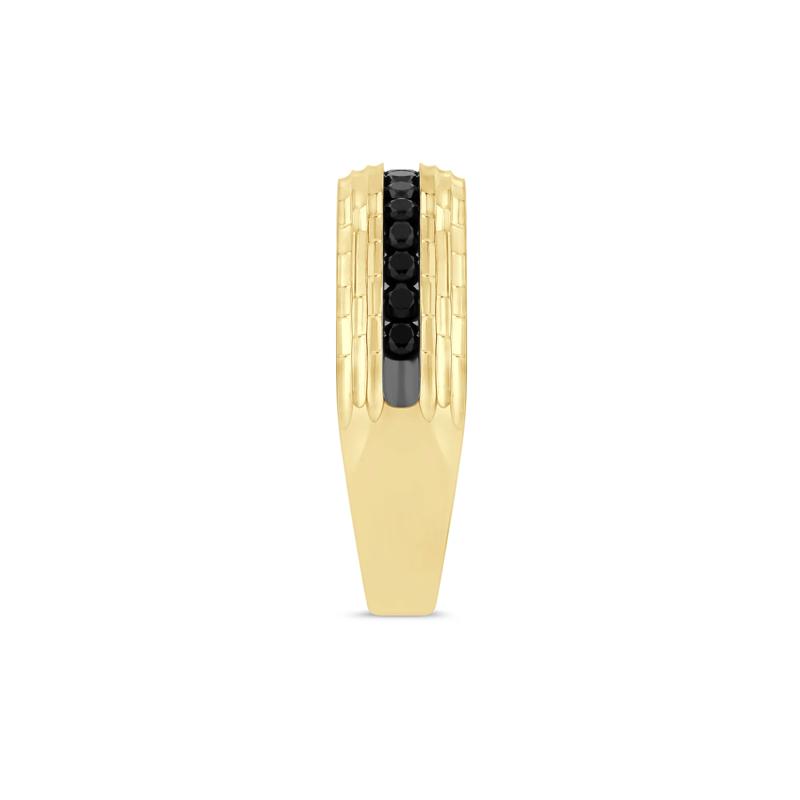 Men&#39;s Black Diamond Band in 10K Yellow Gold &#40;1/2 ct. tw.&#41; – Image 3 of 3