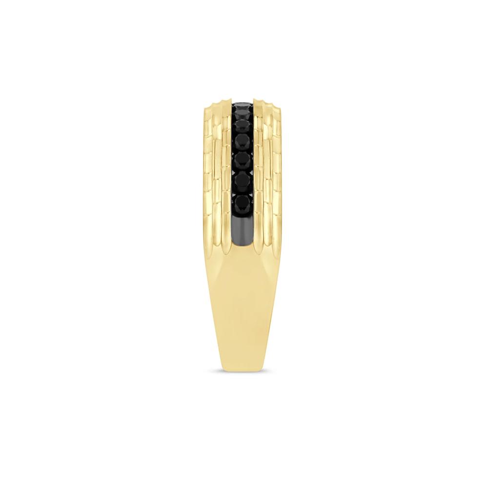 Men's Black Diamond Band in 10K Yellow Gold (1/2 ct. tw.) – Image 3 of 3