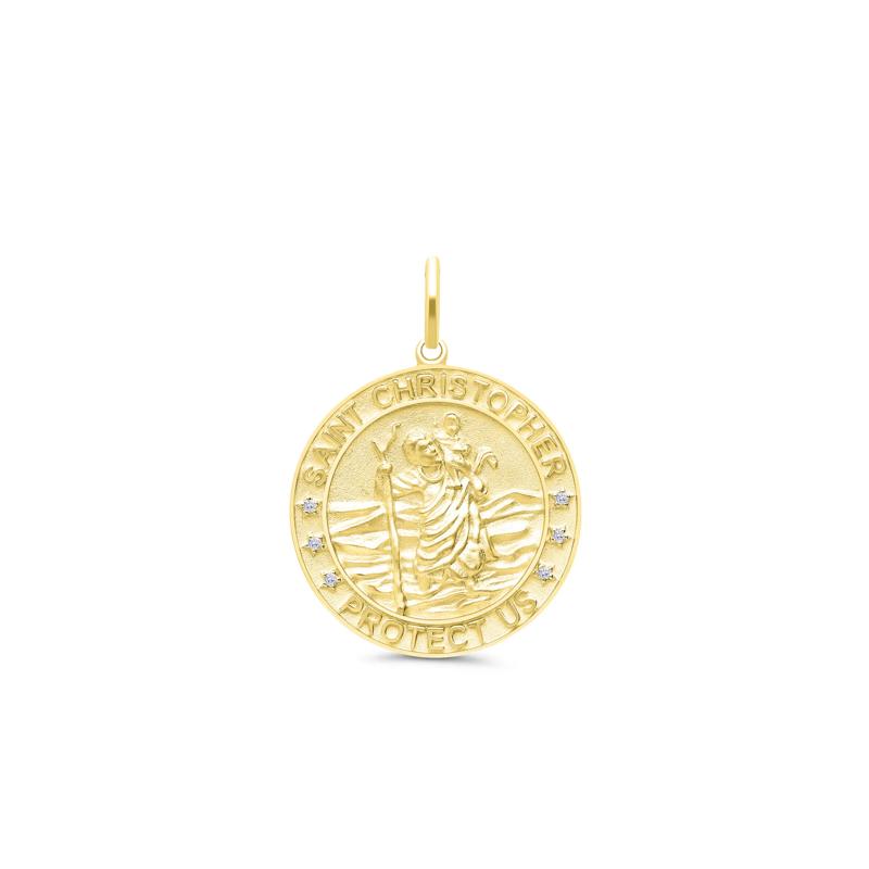 Men&#39;s Diamond Accent Saint Christopher Charm in 10K Yellow Gold – Image 1 of 2