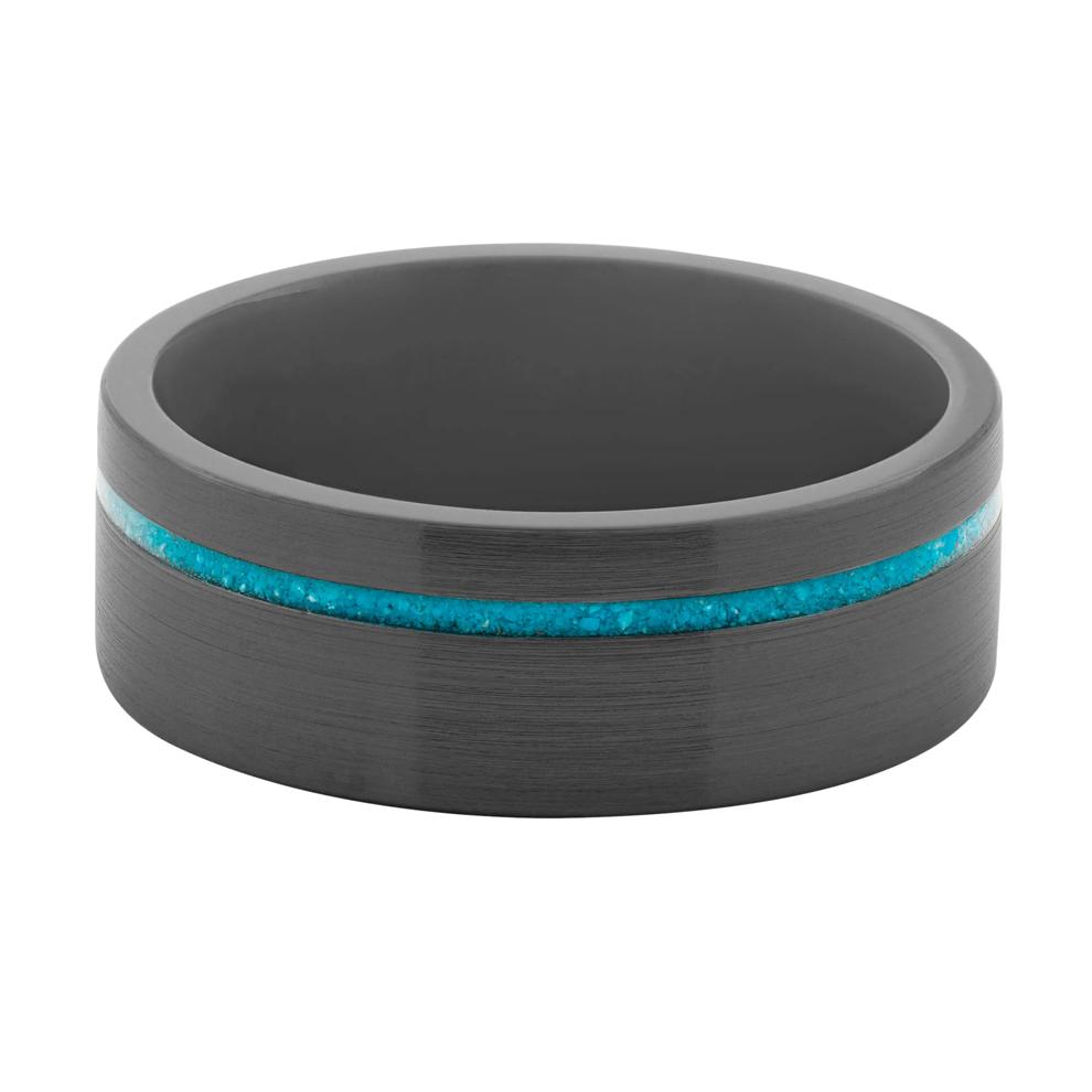 Men's Turquoise Inlay Band in Zirconium, 8MM – Image 1 of 3