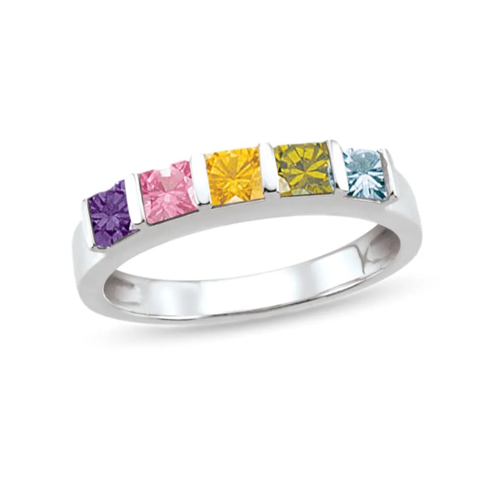 Custom Gemstone Ring with Princess-Cut Stones (3-5 Stones)
