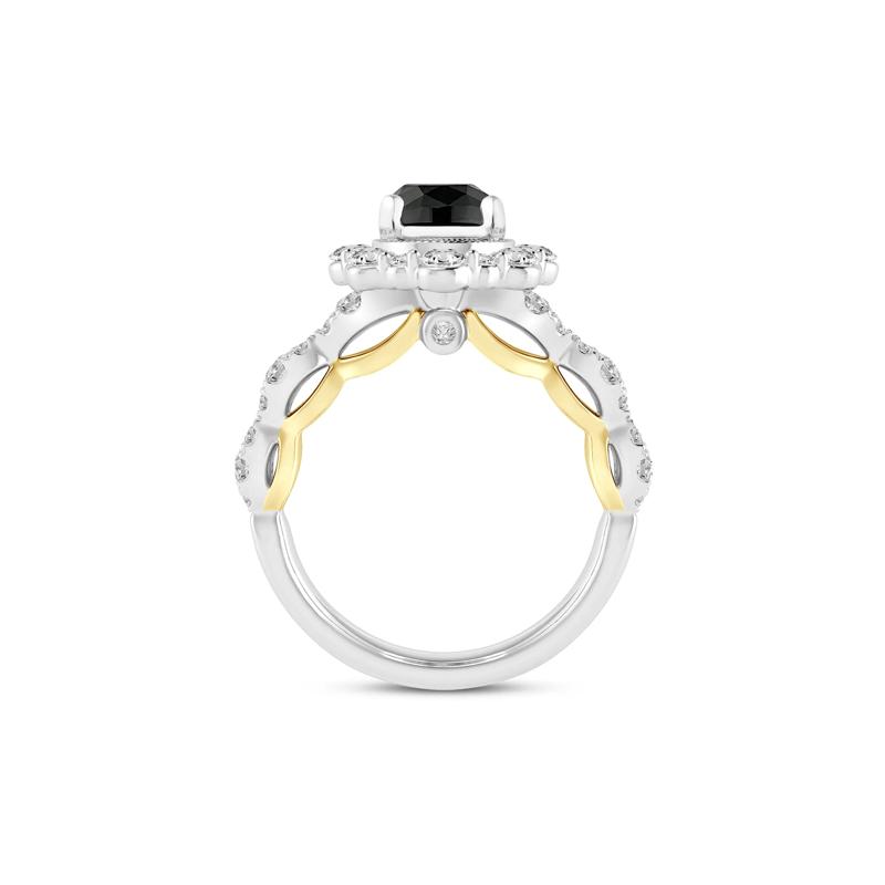 Black &amp; White Diamond Halo Engagement Ring in 14K White &amp; Yellow Gold &#40;1 3/4 ct. tw.&#41; – Image 2 of 3