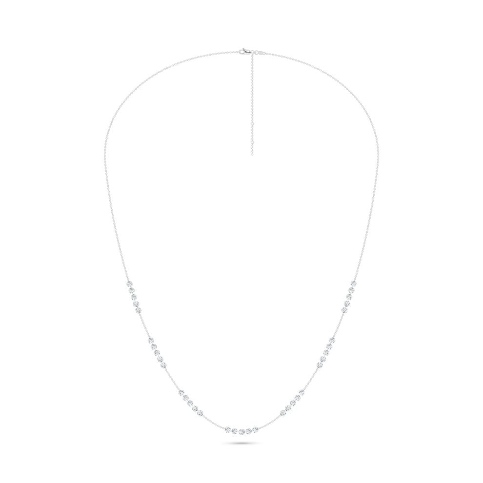 Lab Grown Diamond Round Station Necklace in 14K White Gold (3 1/2 ct. tw.) – Image 3 of 4