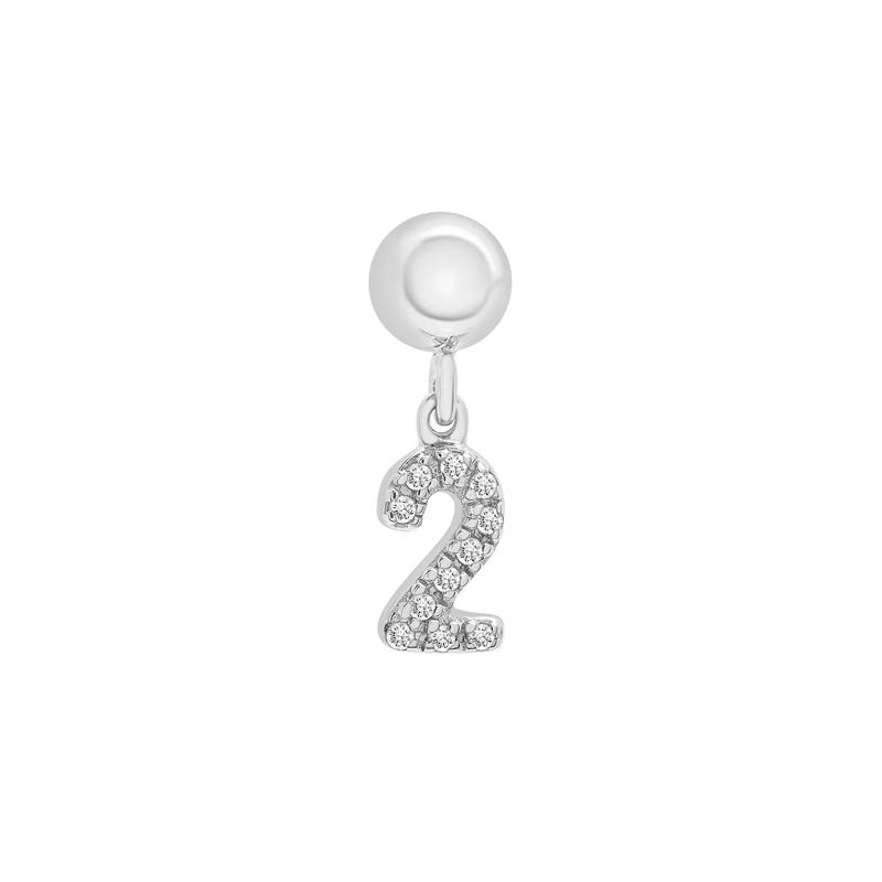 Diamond Accent  Number 2 Bead Charm in Sterling Silver – Image 1 of 3