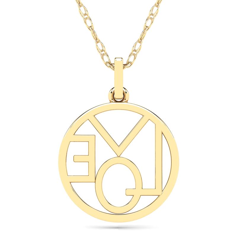 Diamond Love Pendant in 14K Yellow Gold &#40;1/10 ct. tw.&#41; – Image 3 of 4