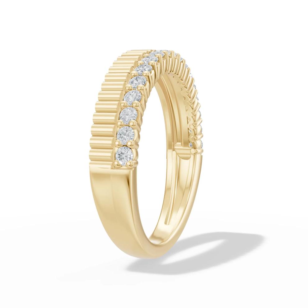Diamond Ribbed Multi-Row Band in 10K Yellow Gold (1/3 ct. tw.) – Image 3 of 4