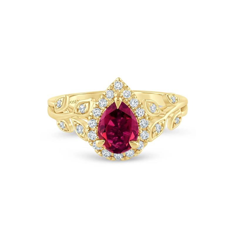 Ramona Rhodolite Garnet and Lab Grown Diamond Engagement Ring in 14K Yellow Gold &#40;1/3 ct. tw.&#41; – Image 1 of 3