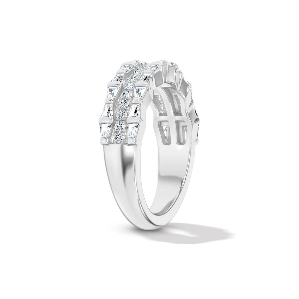 Lab Grown Diamond Baguette &amp; Round Multi-Row Band in 14K White Gold (3/4 ct. tw.) – Image 3 of 4