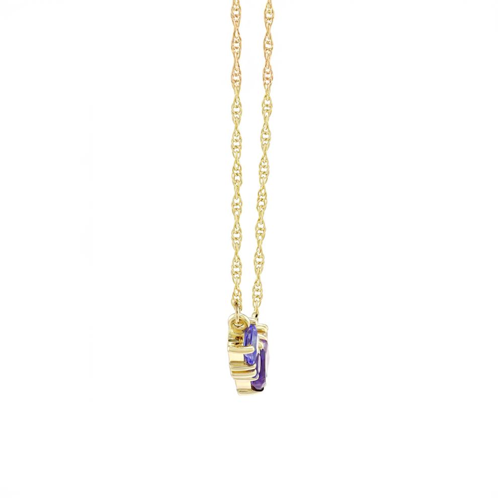 Lab-Created Amethyst, Tanzanite and White Sapphire Necklace in 10K Yellow Gold – Image 2 of 3