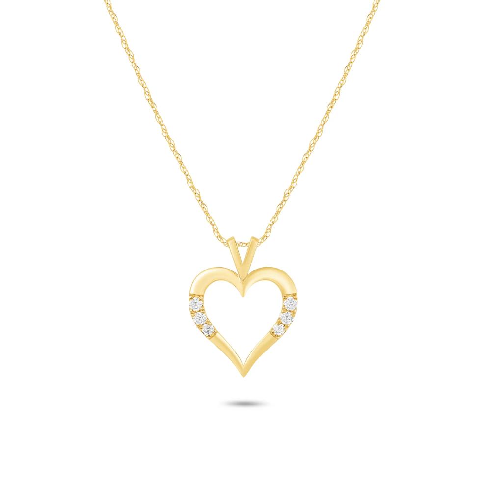 Diamond Heart Pendant Necklace in 10K Yellow Gold (1/5 ct. tw.) – Image 1 of 4