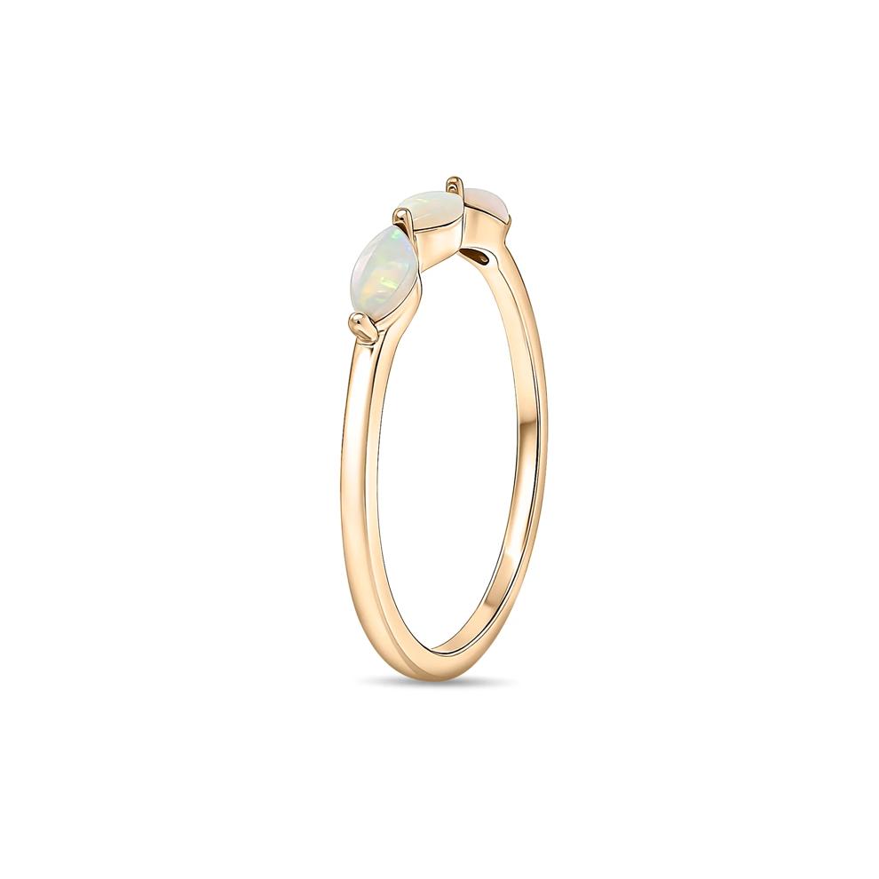 Opal Marquise Three-Stone Stack Band in 10K Yellow Gold – Image 3 of 4