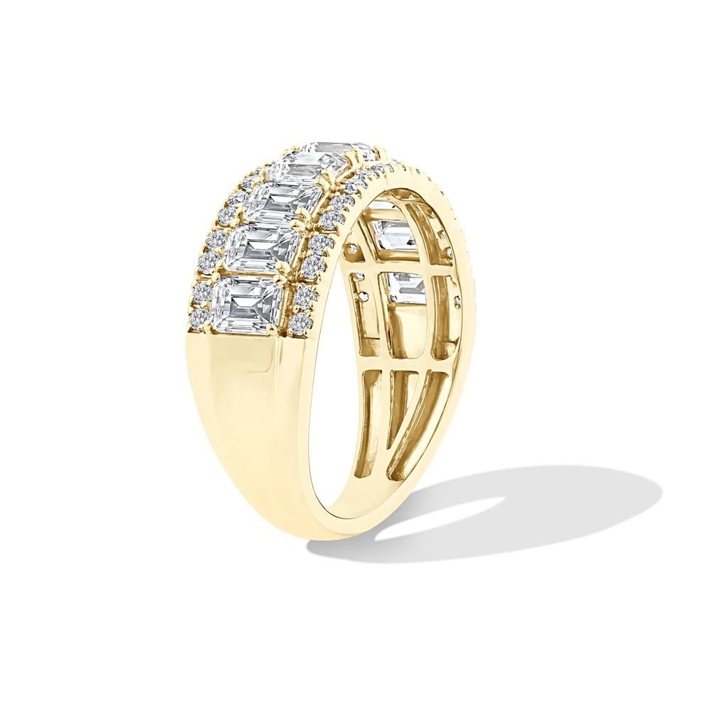 Lab Grown Diamond Emerald Center Band in 10K Yellow Gold (2 1/2 ct. tw.) – Image 3 of 4