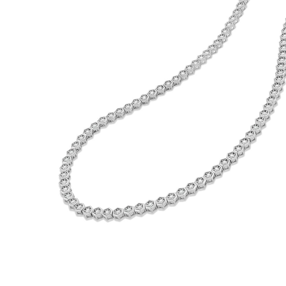 Men's Diamond Octagon Eternity Necklace in Sterling Silver, 20" – Image 3 of 4