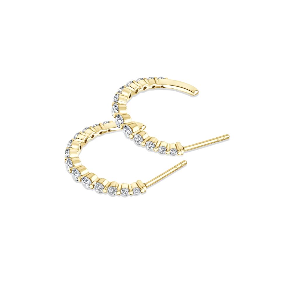 Diamond Graduated J-Hoop Earrings in 10K Yellow Gold (1 ct. tw.) – Image 2 of 2