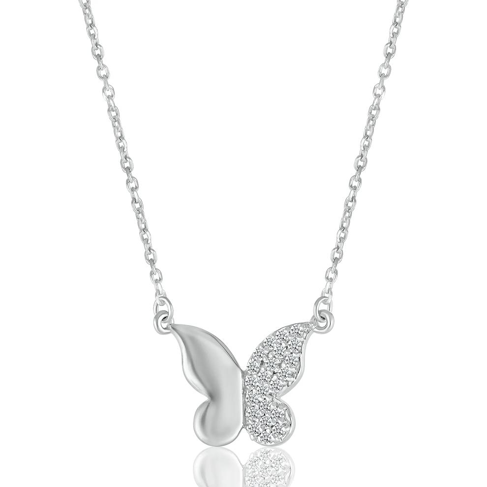 Diamond Butterfly Pendant in Sterling Silver (1/8 ct. tw.) – Image 1 of 3