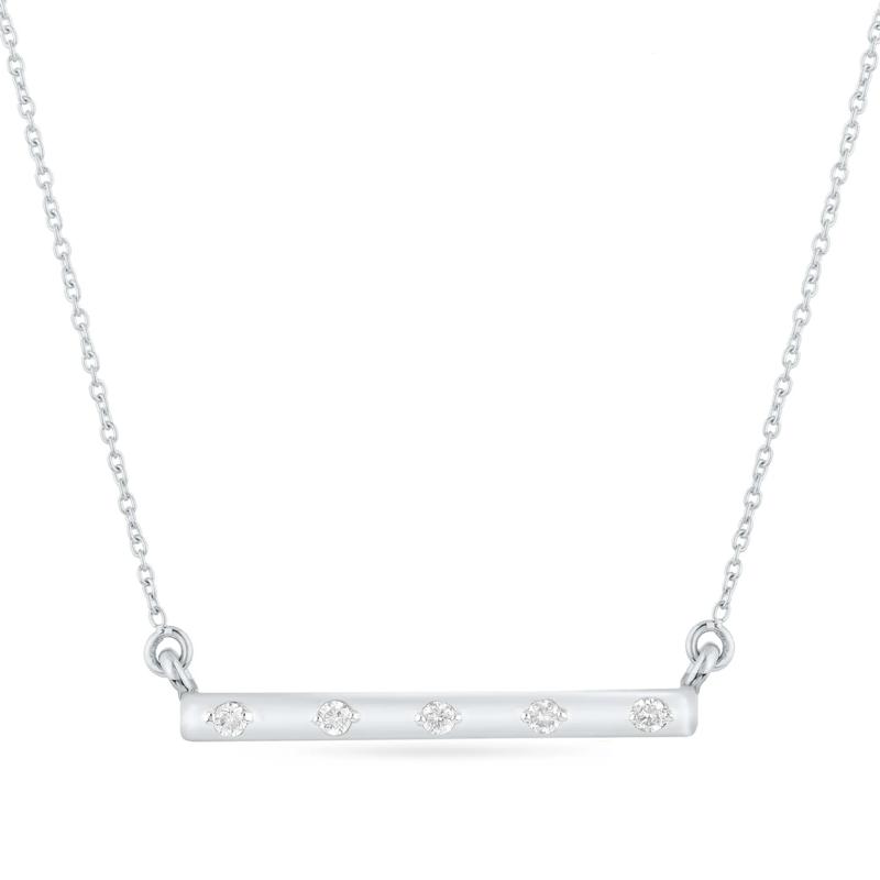Diamond Accent Spaced Bar Necklace in 14K White Gold – Image 1 of 3