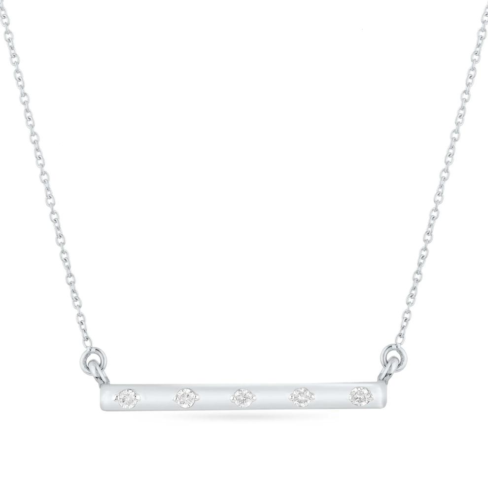Diamond Accent Spaced Bar Necklace in 14K White Gold – Image 1 of 3