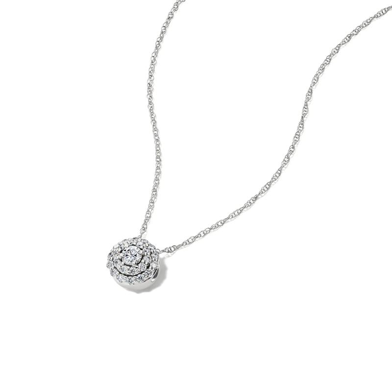 Lab Grown Diamond Double Halo Pendant in 14K White Gold &#40;1/4 ct. tw.&#41; – Image 4 of 4
