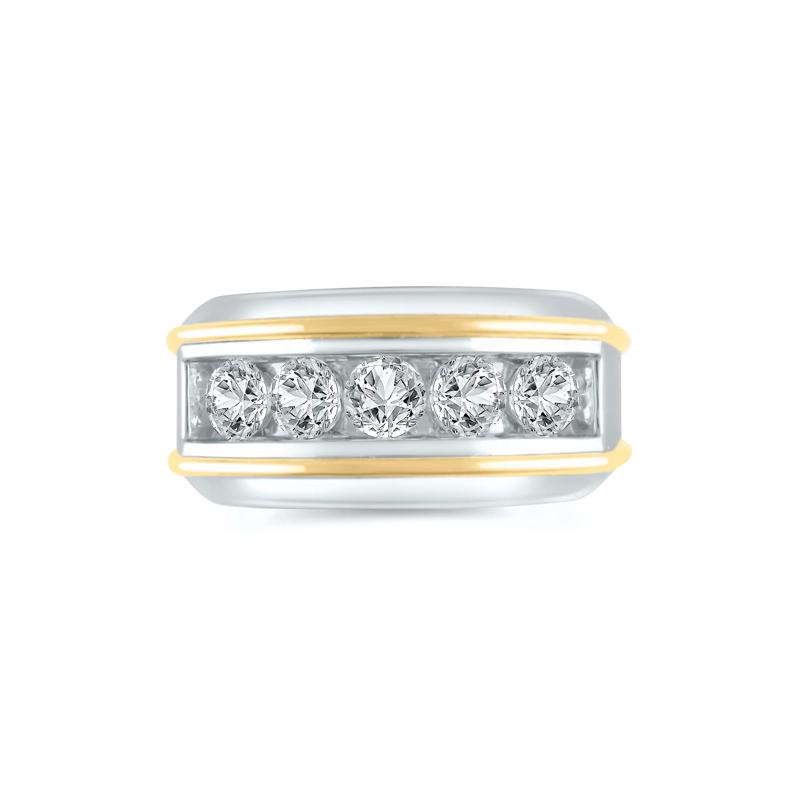 Men&rsquo;s Lab Grown Diamond Wedding Band in 10K White Gold and Yellow Gold &#40;2 ct. tw.&#41;  – Image 1 of 4