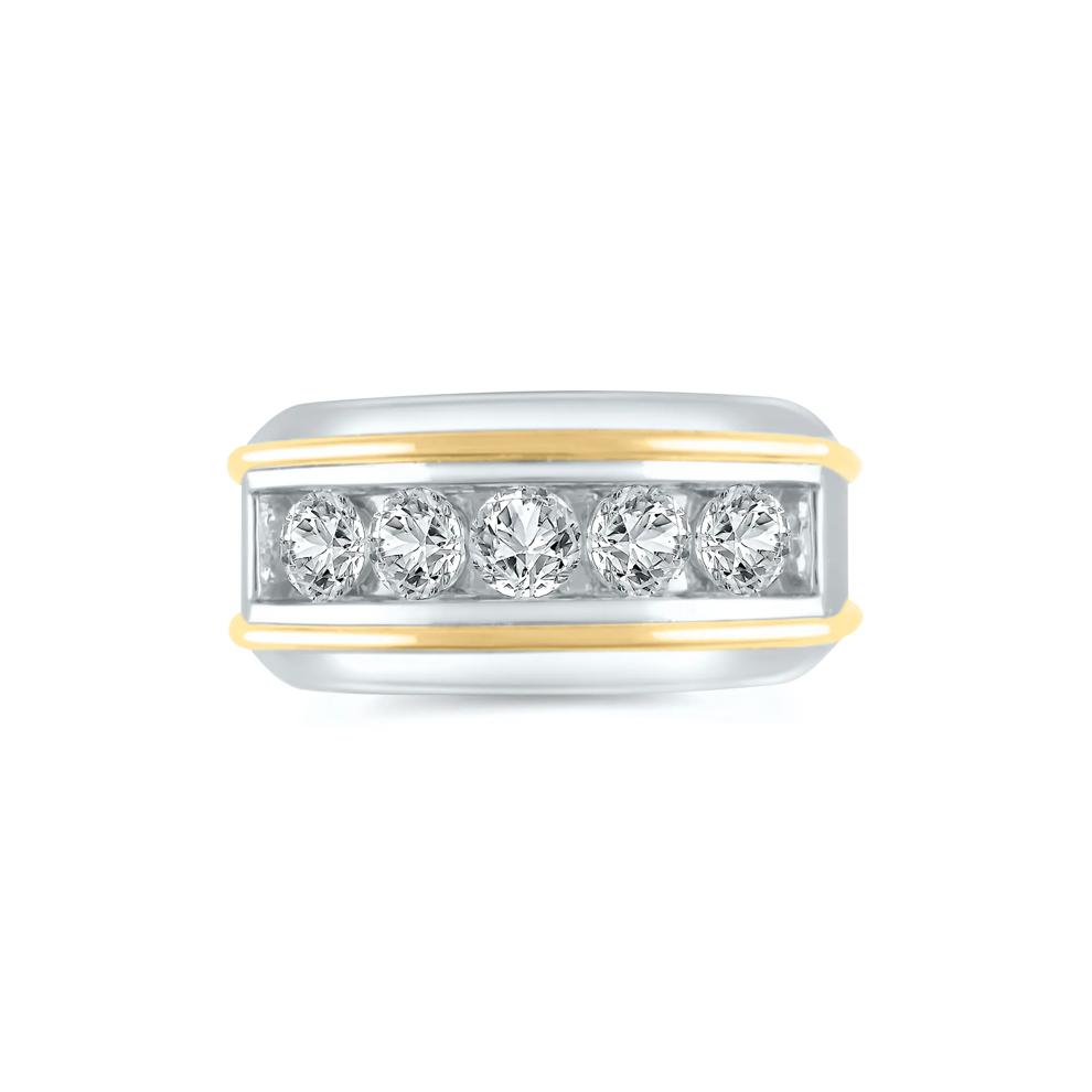 Men&rsquo;s Lab Grown Diamond Wedding Band in 10K White Gold and Yellow Gold (2 ct. tw.)  – Image 1 of 4
