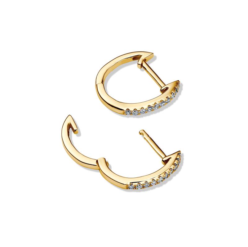 Diamond Huggie Hoop Earrings in 14K Yellow Gold &#40;1/10 ct. tw.&#41; – Image 2 of 2