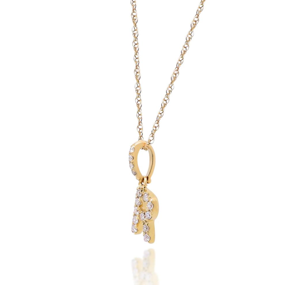 Diamond R Initial Pendant in 10K Yellow Gold (1/10 ct. tw.) – Image 2 of 4