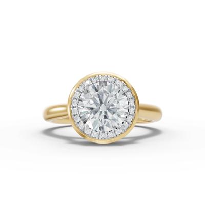 Lab Grown Diamond Round Center Halo Engagement Ring in 14K Yellow Gold (1 3/4 ct. tw.)