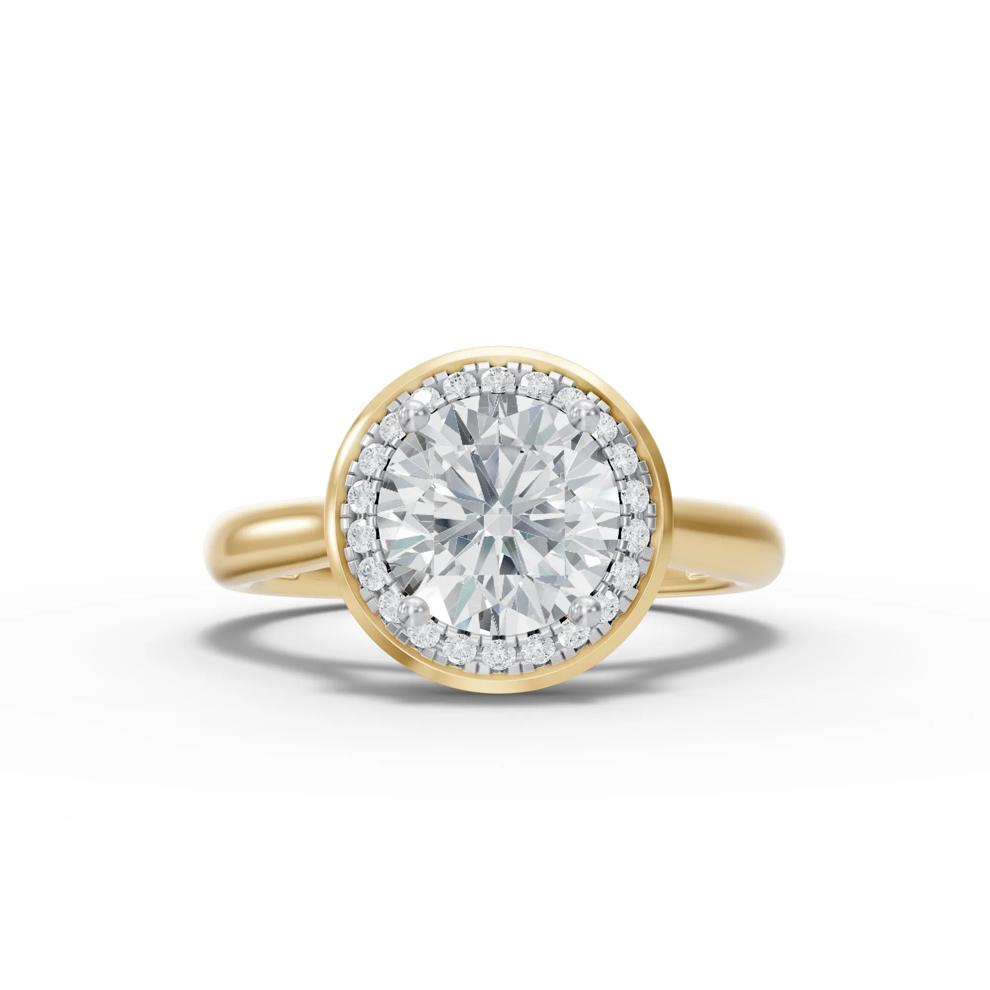 Lab Grown Diamond Round Center Halo Engagement Ring in 14K Yellow Gold (1 3/4 ct. tw.) – Image 1 of 4