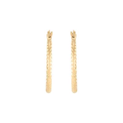 Polished Shrimp-Textured Hoop Earrings in 10K Yellow Gold, 20MM