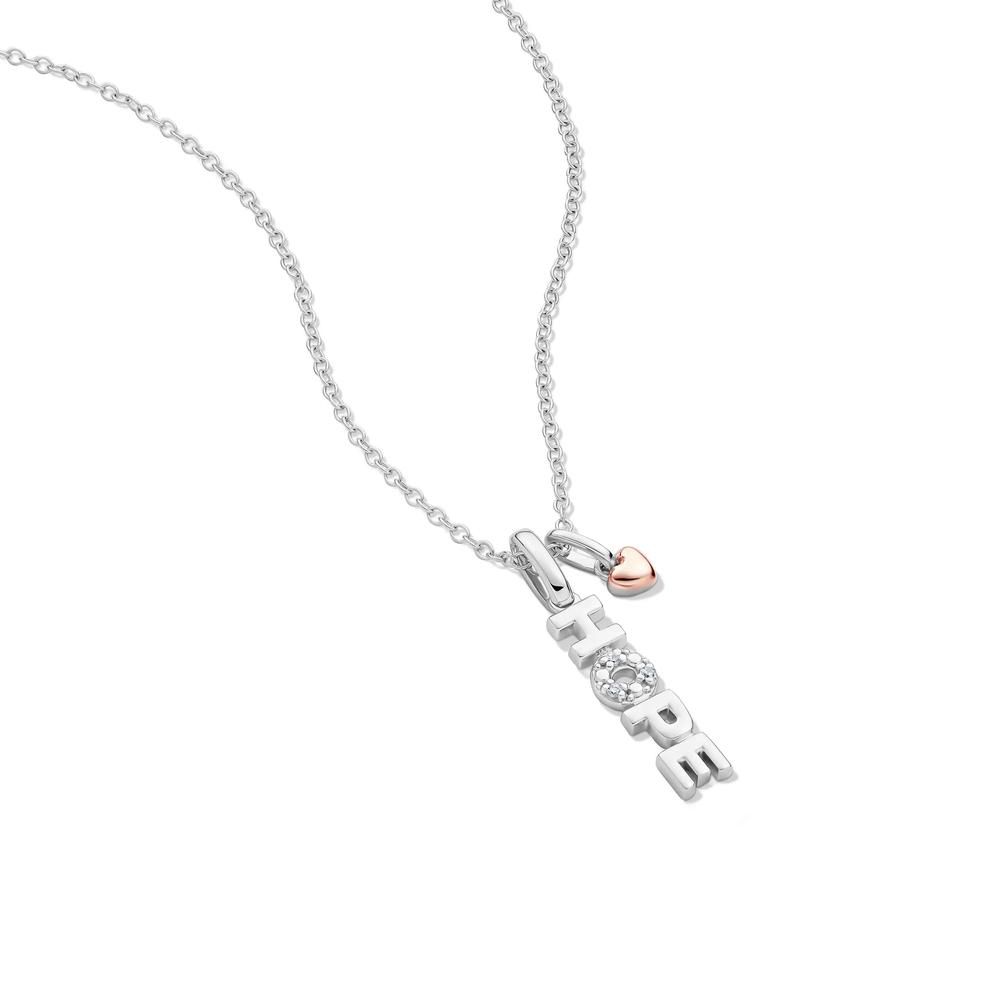 Lab Grown Diamond Accent Hope Pendant in Sterling Silver &amp; 10K Rose Gold – Image 4 of 5