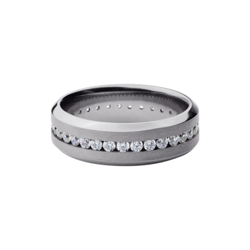 Men&rsquo;s Lab Grown Diamond Channel-Set Eternity Wedding Band in Tantalum, 7MM  – Image 1 of 3