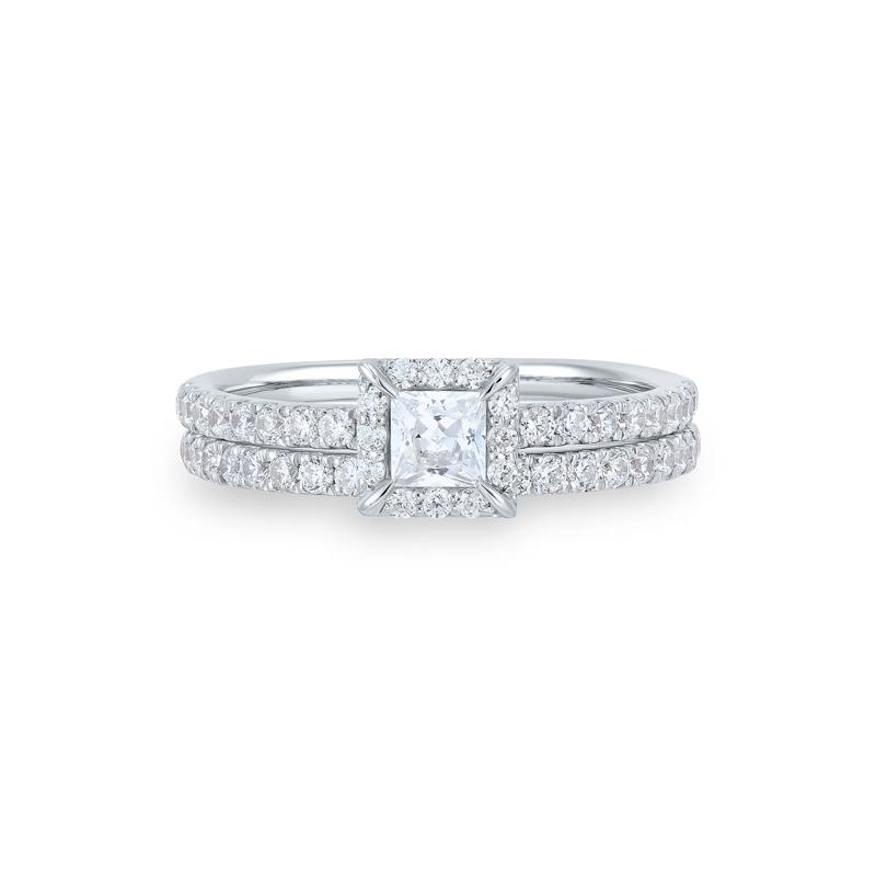 1 ct. tw. Diamond Princess-Cut Engagement Set in 14K White Gold – Image 1 of 5