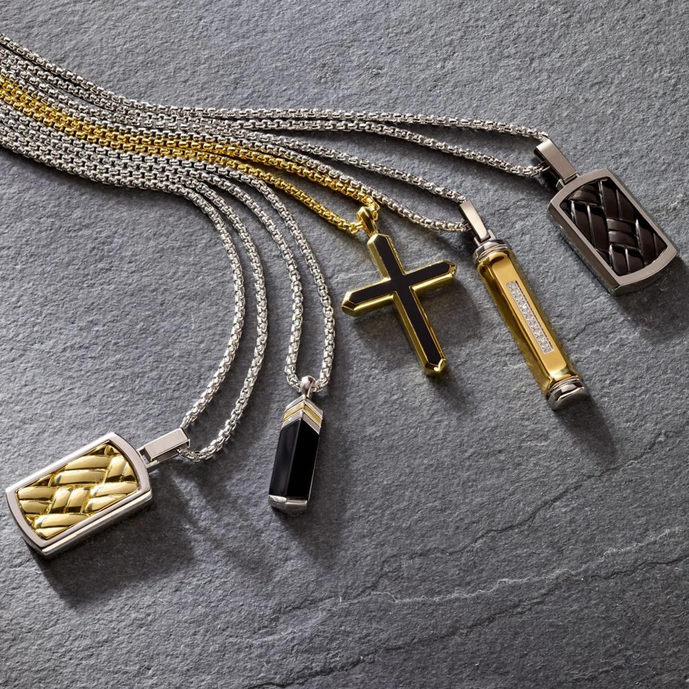 Men's Black Onyx Cross Pendant in Vermeil – Image 5 of 5