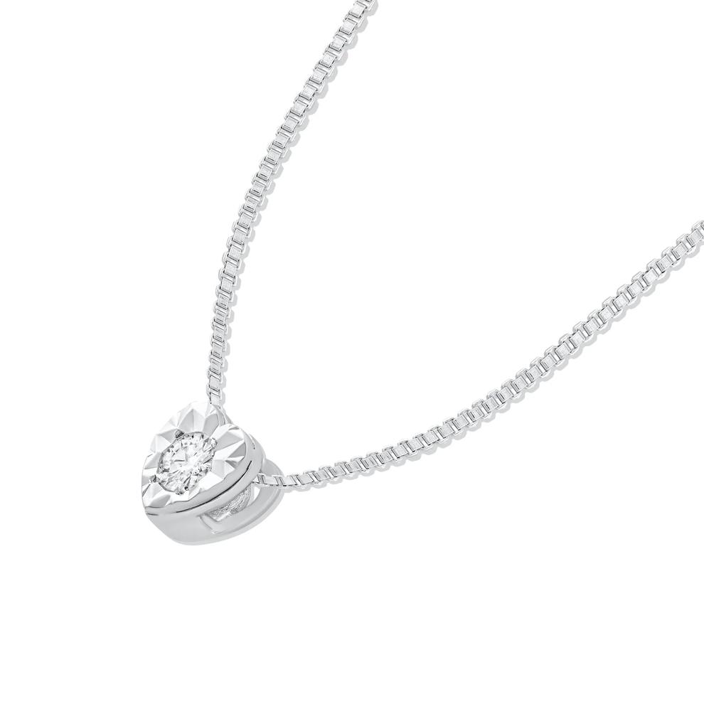 Diamond Accent Solitaire Pendant Necklace in Sterling Silver – Image 4 of 4