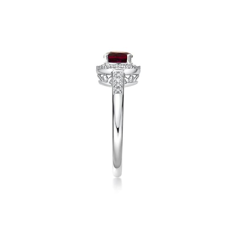 Lab Created Ruby &amp; 1/8 ct. tw. Diamond Ring in Sterling Silver – Image 3 of 3