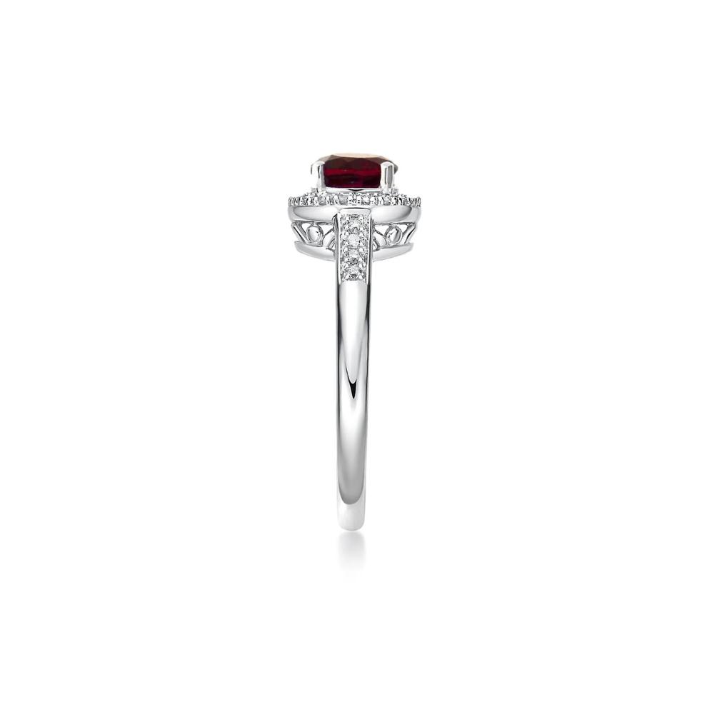 Lab Created Ruby &amp; 1/8 ct. tw. Diamond Ring in Sterling Silver – Image 3 of 3