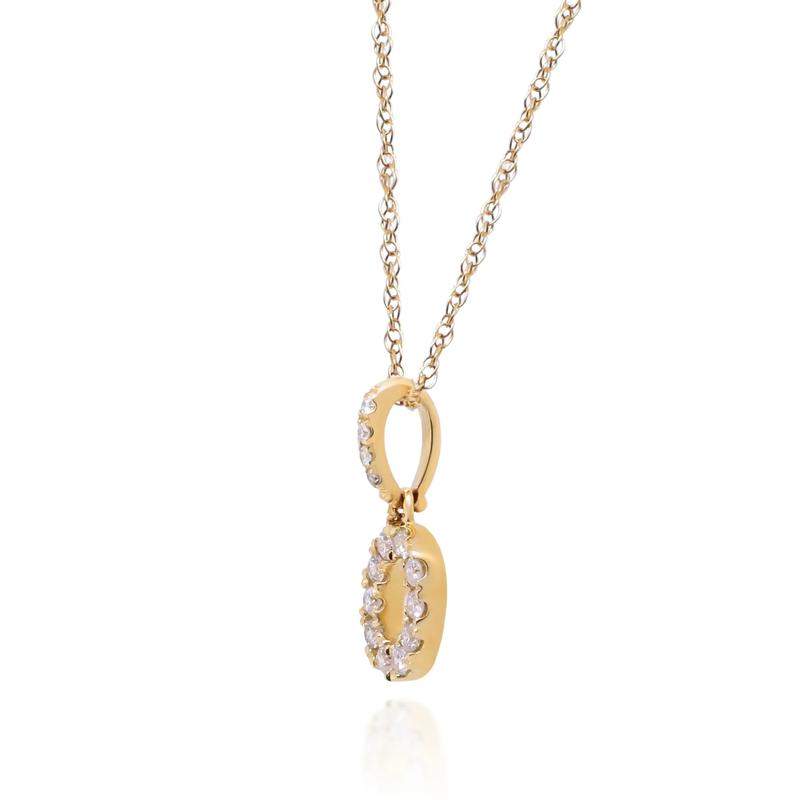 Diamond O Initial Pendant in 10K Yellow Gold &#40;1/10 ct. tw.&#41;  – Image 2 of 4