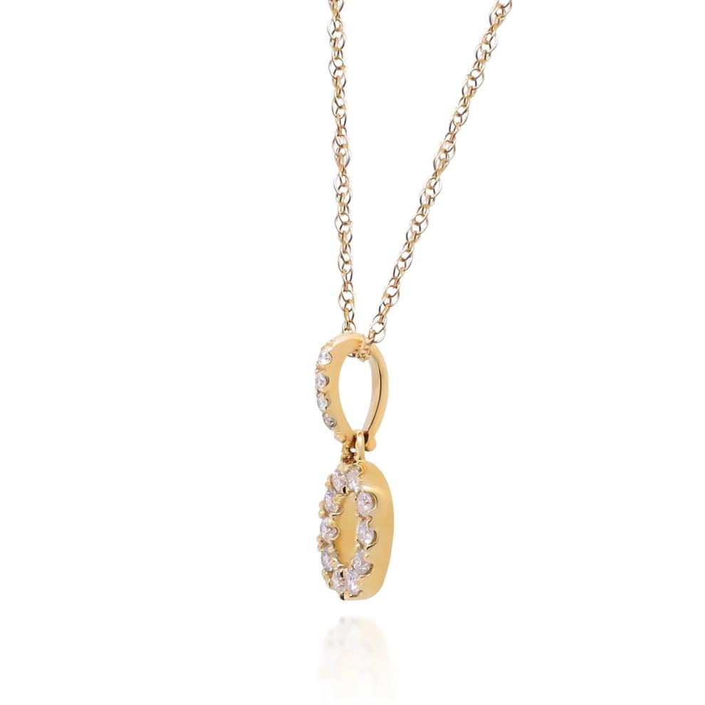 Diamond O Initial Pendant in 10K Yellow Gold (1/10 ct. tw.)  – Image 2 of 4