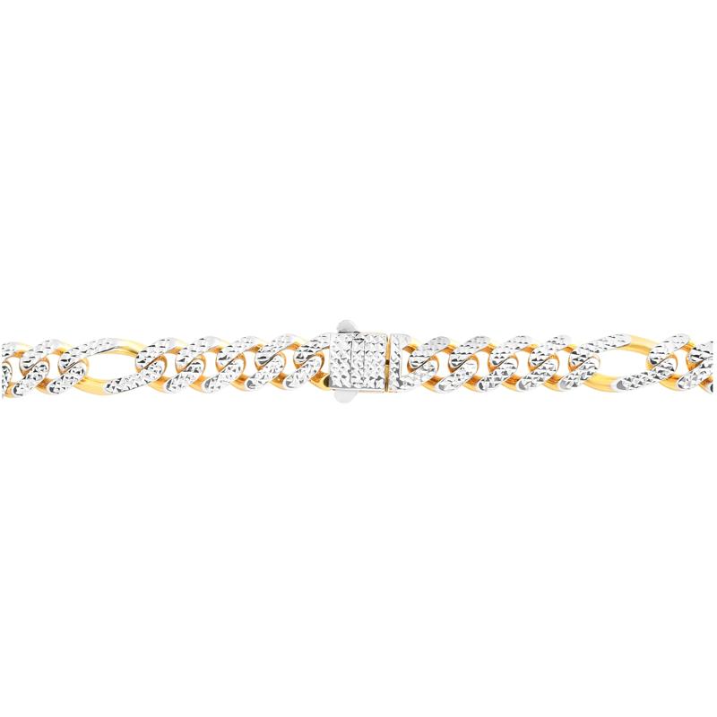 Monaco Figaro Pave Chain Bracelet in 14K Yellow and White Gold, 8MM, 8.25&quot; – Image 2 of 3