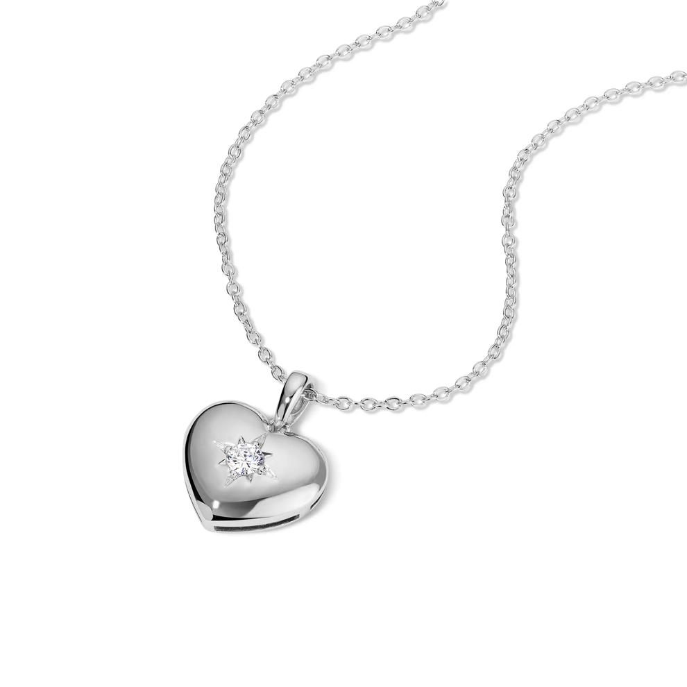 Diamond Heart Pendant Necklace in Sterling Silver (1/10 ct. tw.) – Image 2 of 4