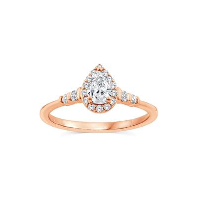 Lab Grown Diamond Pear Promise Ring in 10K Rose Gold (1/2 ct. tw.)