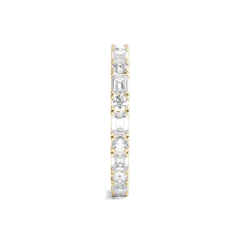 Round and Emerald-Cut Lab Grown Diamond Eternity Band in 14k Yellow Gold (1 1/2 ct. tw.) – Image 3 of 3