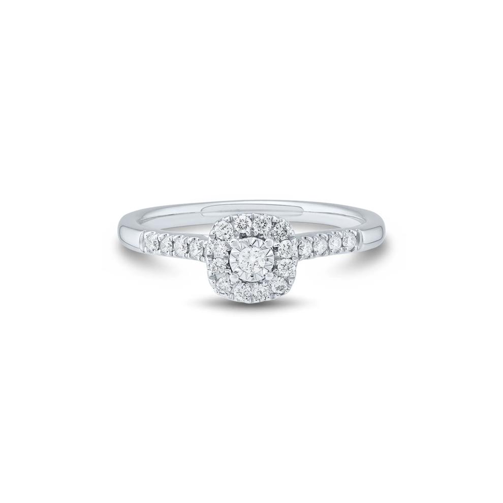 Round-Shaped Lab Grown Diamond Promise Ring with Halo in 10K White Gold (1/4 ct. tw.) – Image 1 of 3