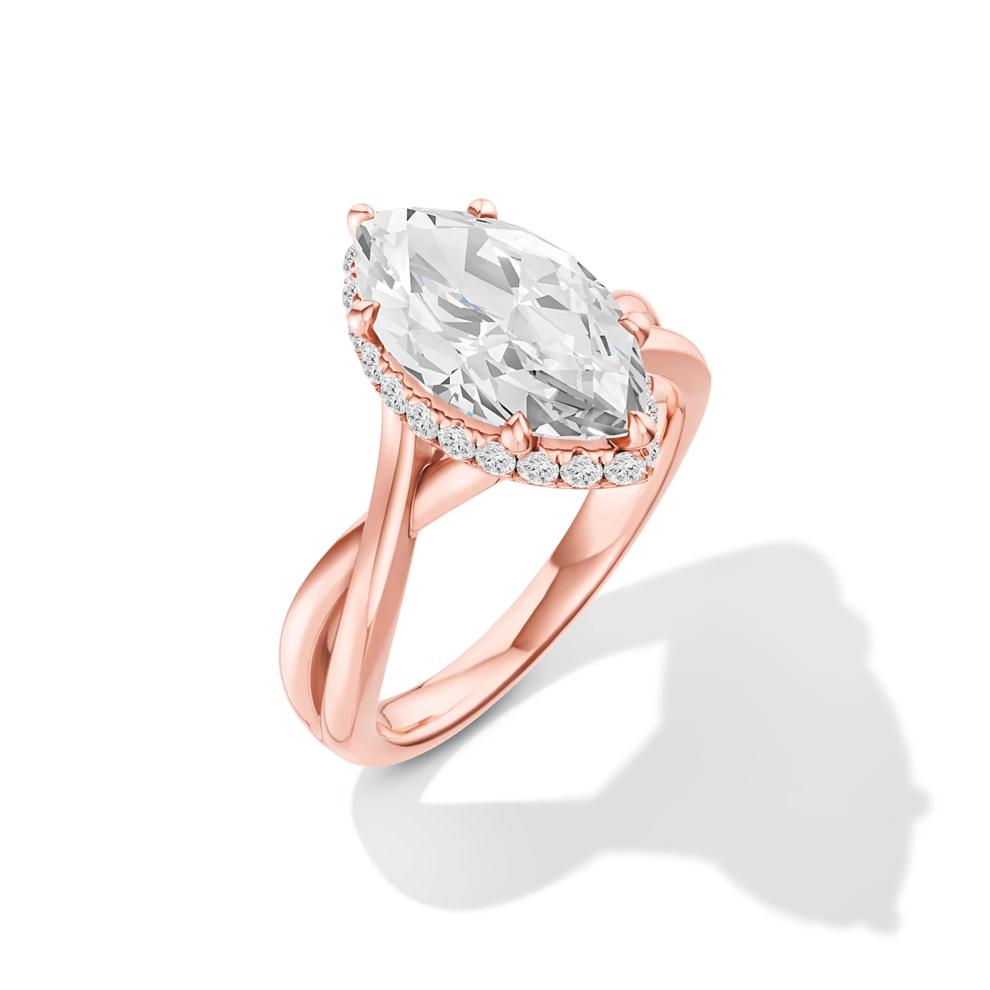 Ruby Lab Grown Diamond Marquise Center Engagement Ring in 14K Rose Gold (3 1/4 ct. tw.) – Image 4 of 4