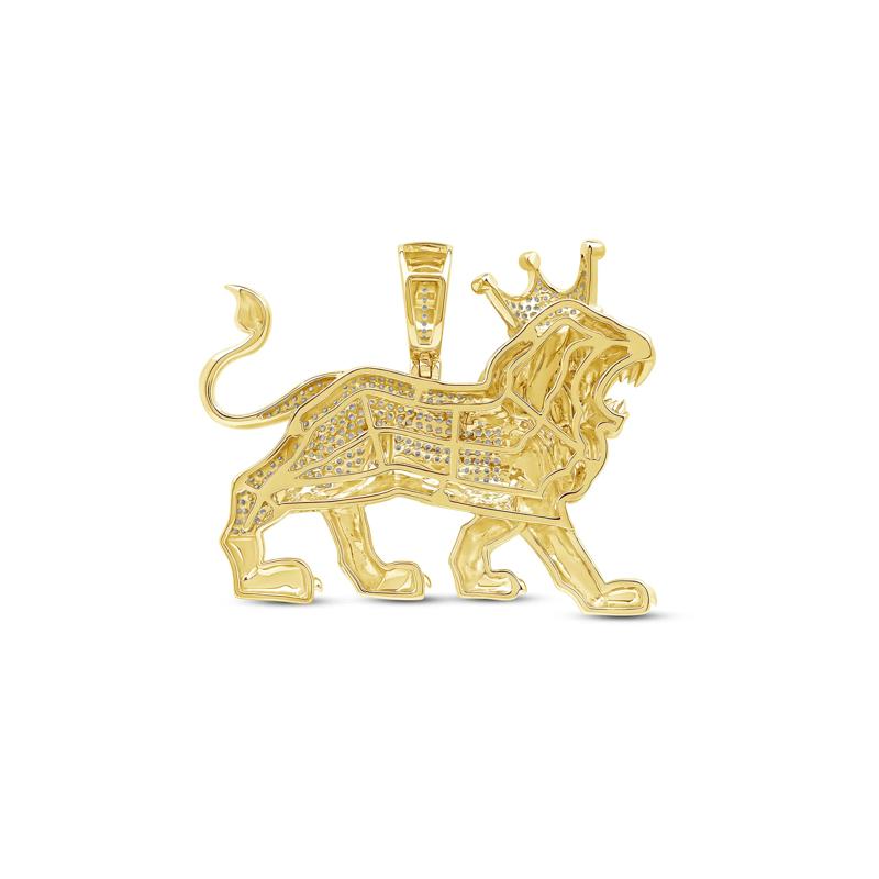 Lab Grown Diamond Crowned Lion Charm in 10K Yellow Gold &#40;3/4 ct. tw.&#41; – Image 3 of 5