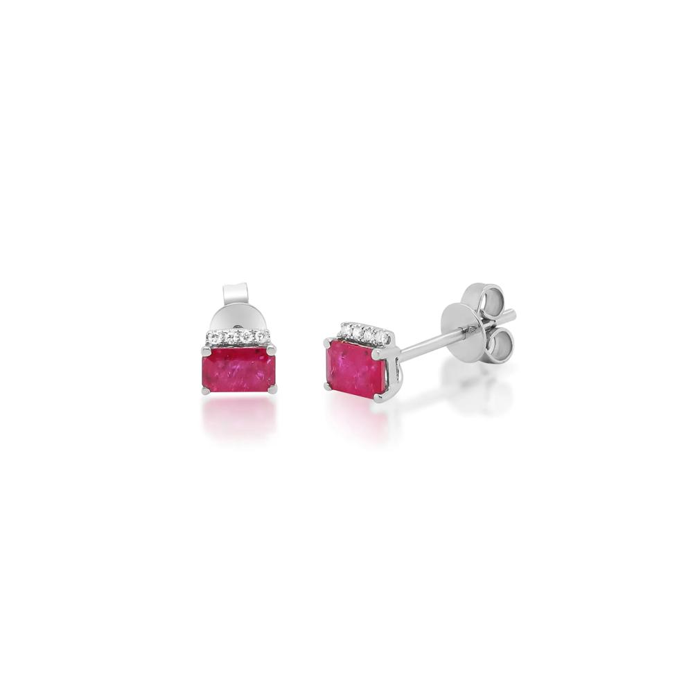Ruby and Diamond Accent Stud Earrings in 10K White Gold – Image 1 of 3