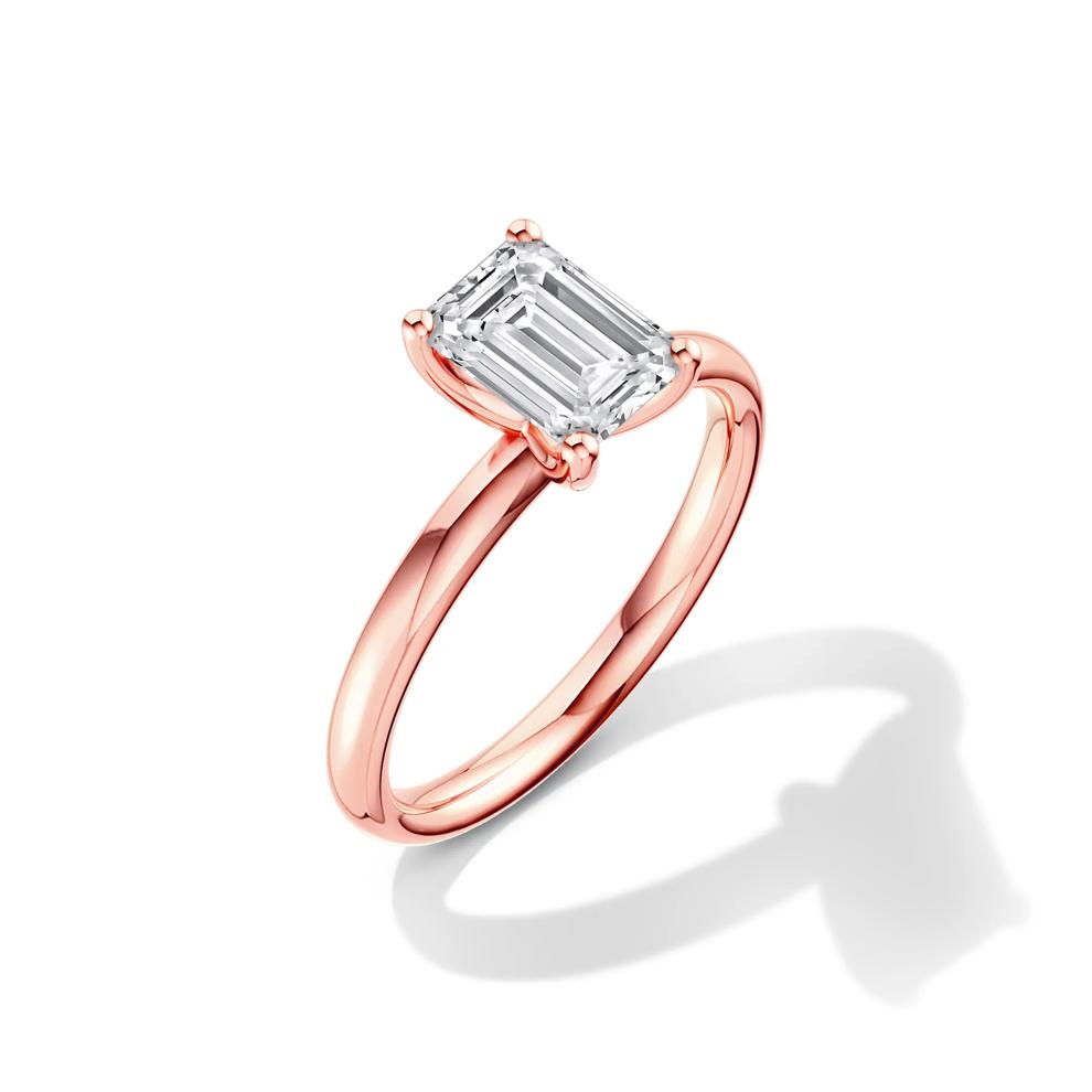 Diamond Emerald-Cut Solitaire Engagement Ring in 14K Rose &amp; White Gold (1 ct.) – Image 4 of 4